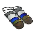 Archie - Square Black Clip On Sunglasses for Men
